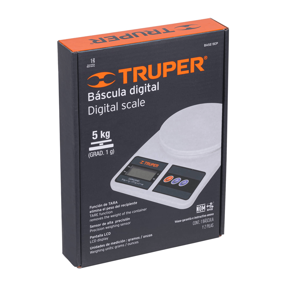 Balanza Digital para Cocina, 5 kg, TRUPER 15161