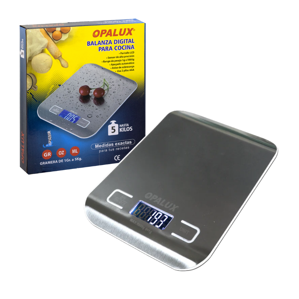 Balanza Digital Para Cocina "Opalux" 5. Kg Acerado