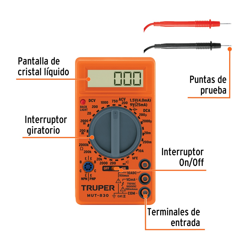 Multitéster Digital Escolar, TRUPER