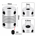 Acople Flexible de Aluminio de 6x6.35 D19 L25