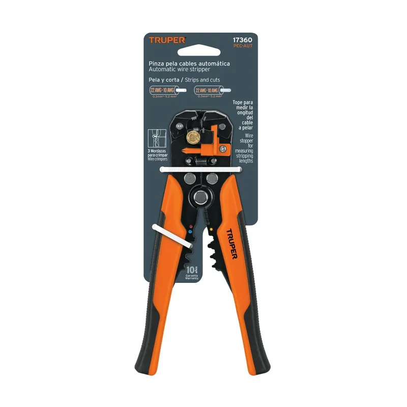 Alicate 8" Pela Cables Automática, 22 a 10 AWG, TRUPER 17360