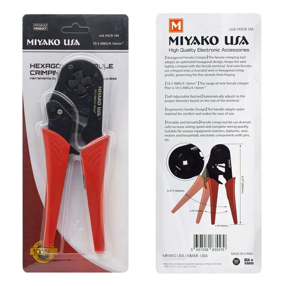 Alicate Prensa Terminal Tubular Miyako USA