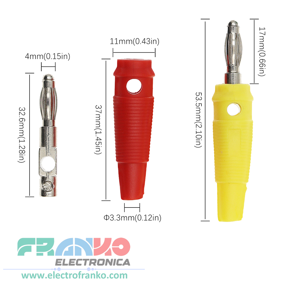 Conector Plug Banana de 4mm con Cubierta Siliconada