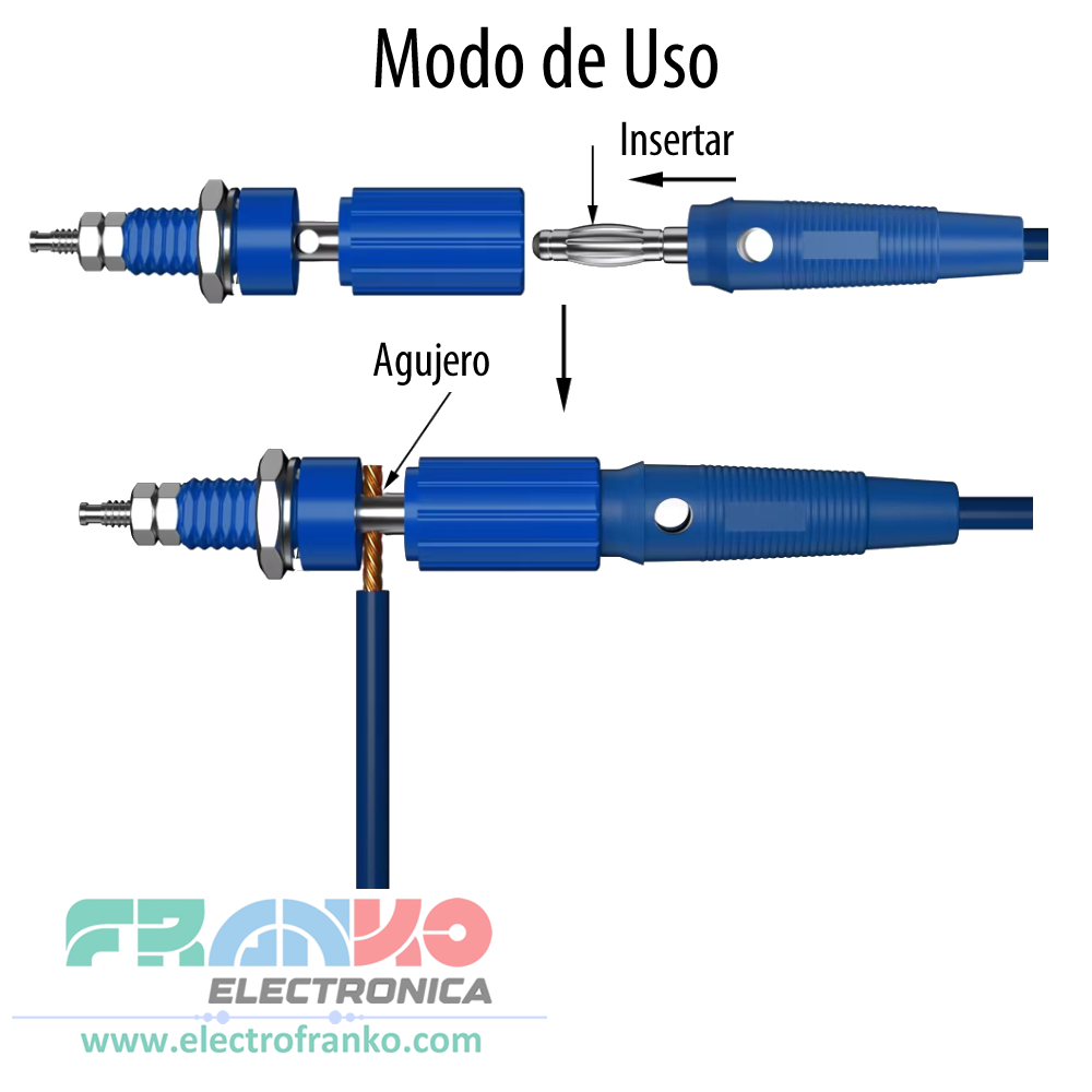 Conector Tipo Banana 4mm con Tuerca de Poste