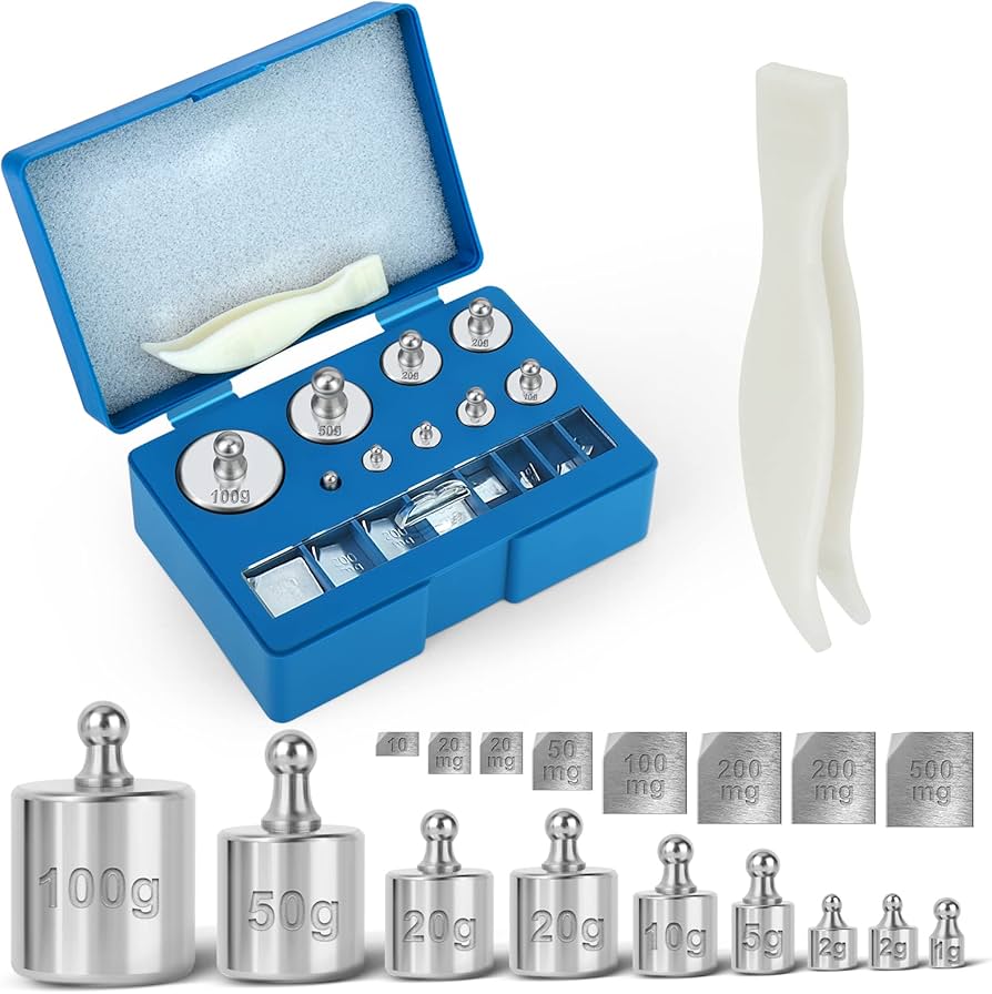 Pesas Patron de Calibración Cromadas, 10mg a 100gr, con Estuche Protector Portátil