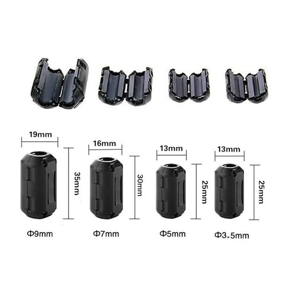 Nucleo de Ferrita Toroidal Clip-On – Filtro EMI/RFI para Cable USB, Video y Alimentación