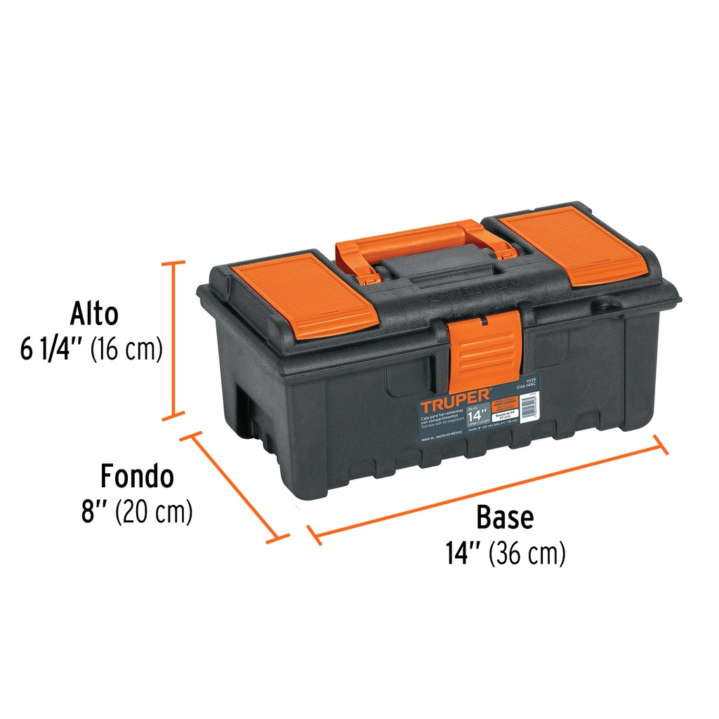 CHA-22NC Caja para Herramienta de 14" con Compartimentos, TRUPER 11145