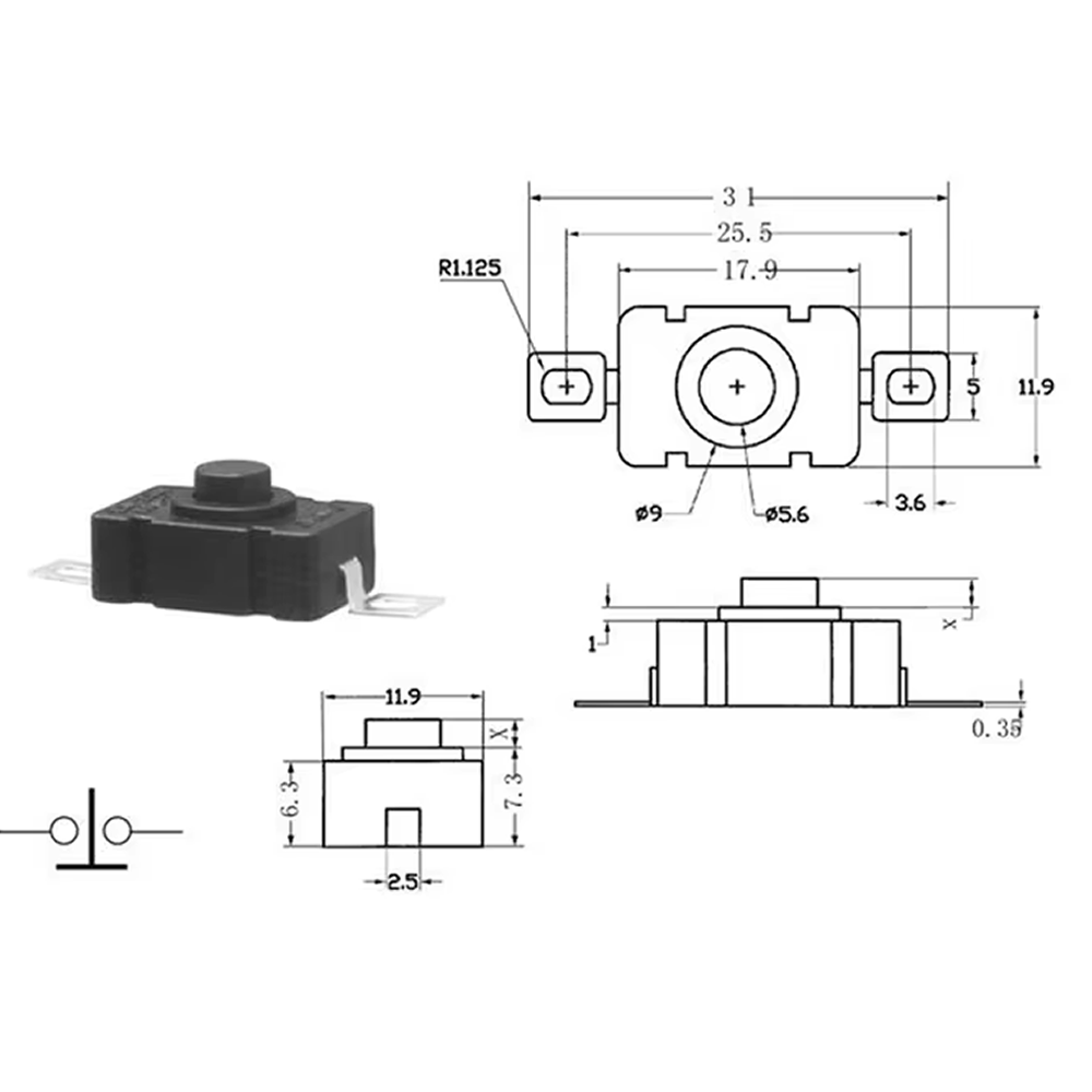 Switch SMD 18x12mm Autoblocante 1.5A 250V Push Button 