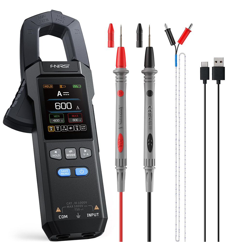 Pinza Amperimétrica Inteligente FNIRSI DMC-100 | 600A AC/DC | Batería Recargable