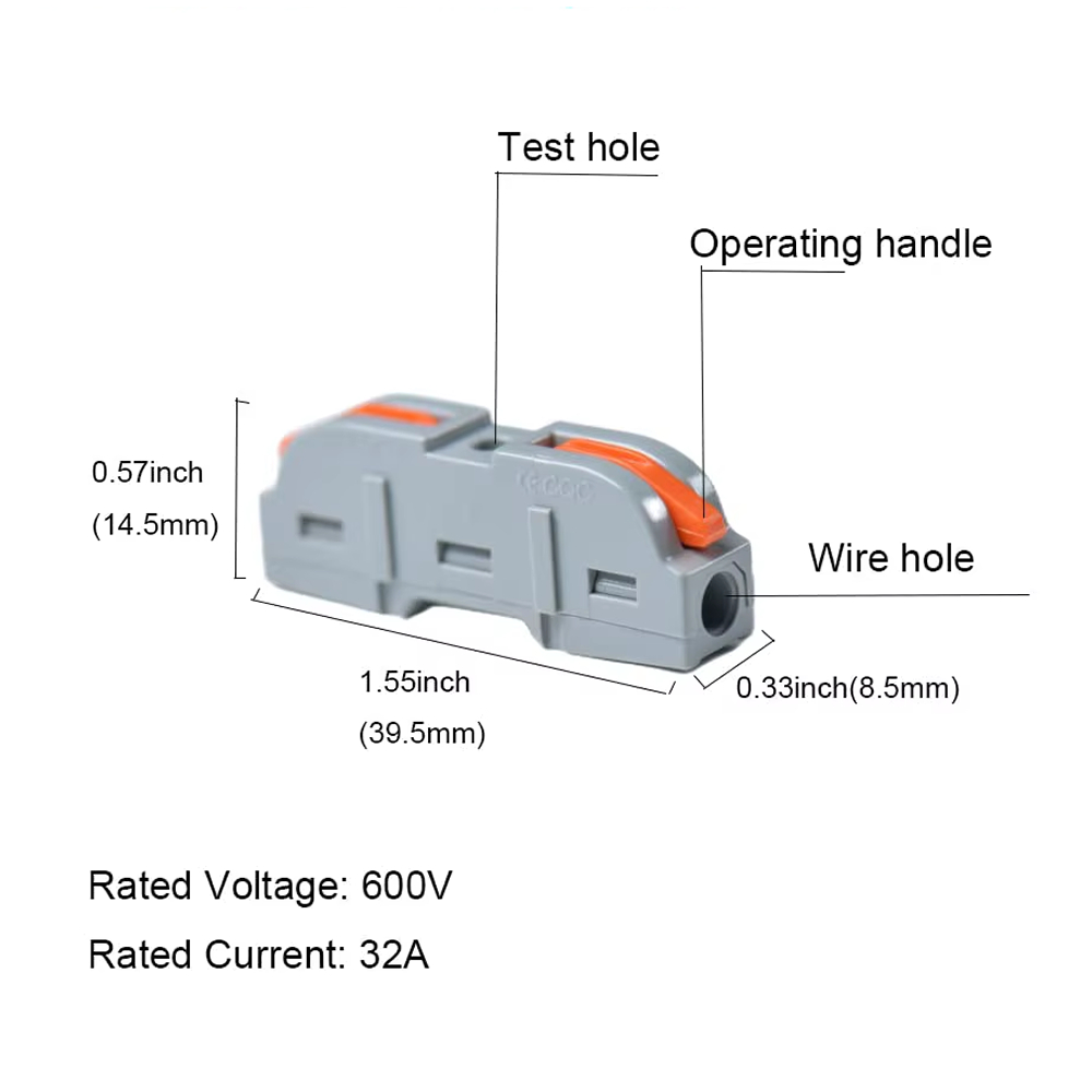 Conector de Conexion Rápida 1 a 1 (28–12 AWG) – Terminal de Empalme en Línea Aislados  