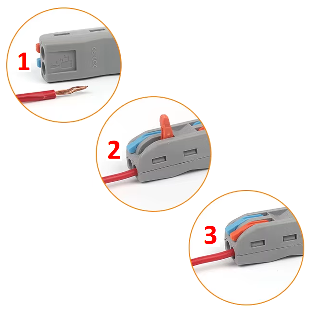 Conector de Conexion Rápida 2 a 2 (28–12 AWG) – Terminal de Empalme en Línea Aislados 