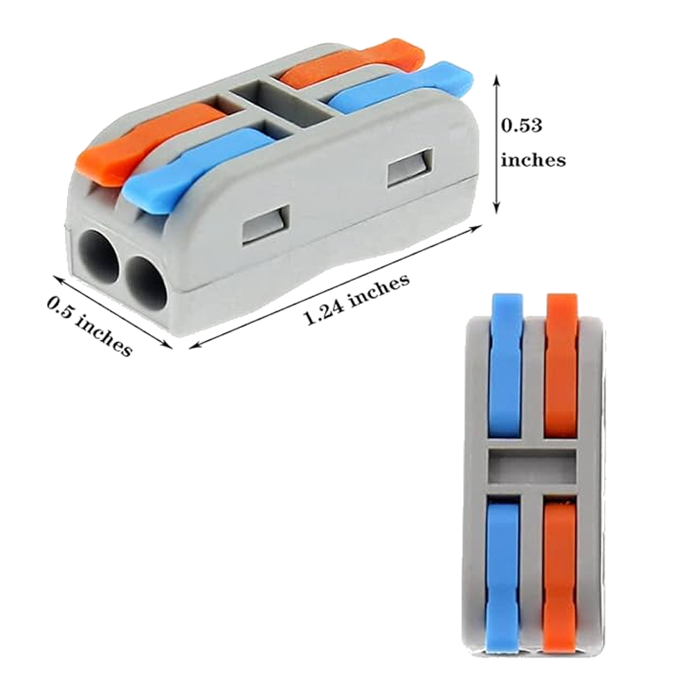 Conector de Conexion Rápida 2 a 2 (28–12 AWG) – Terminal de Empalme en Línea Aislados 