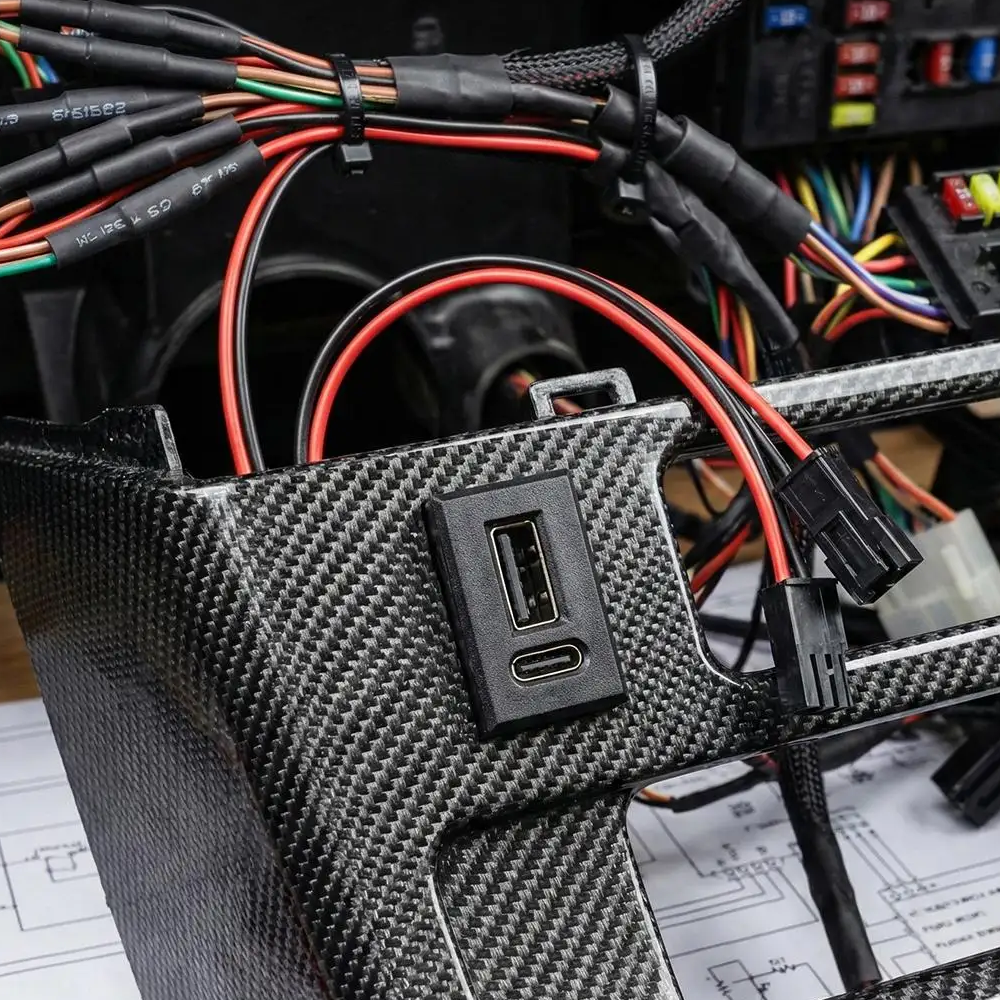 Conector de Panel Doble USB Tipo C Hembra para Carga y Datos