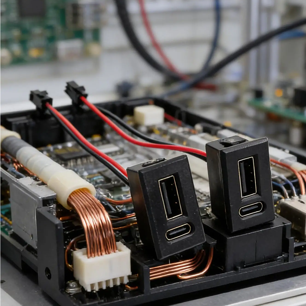 Conector de Panel Doble USB Tipo C Hembra para Carga y Datos