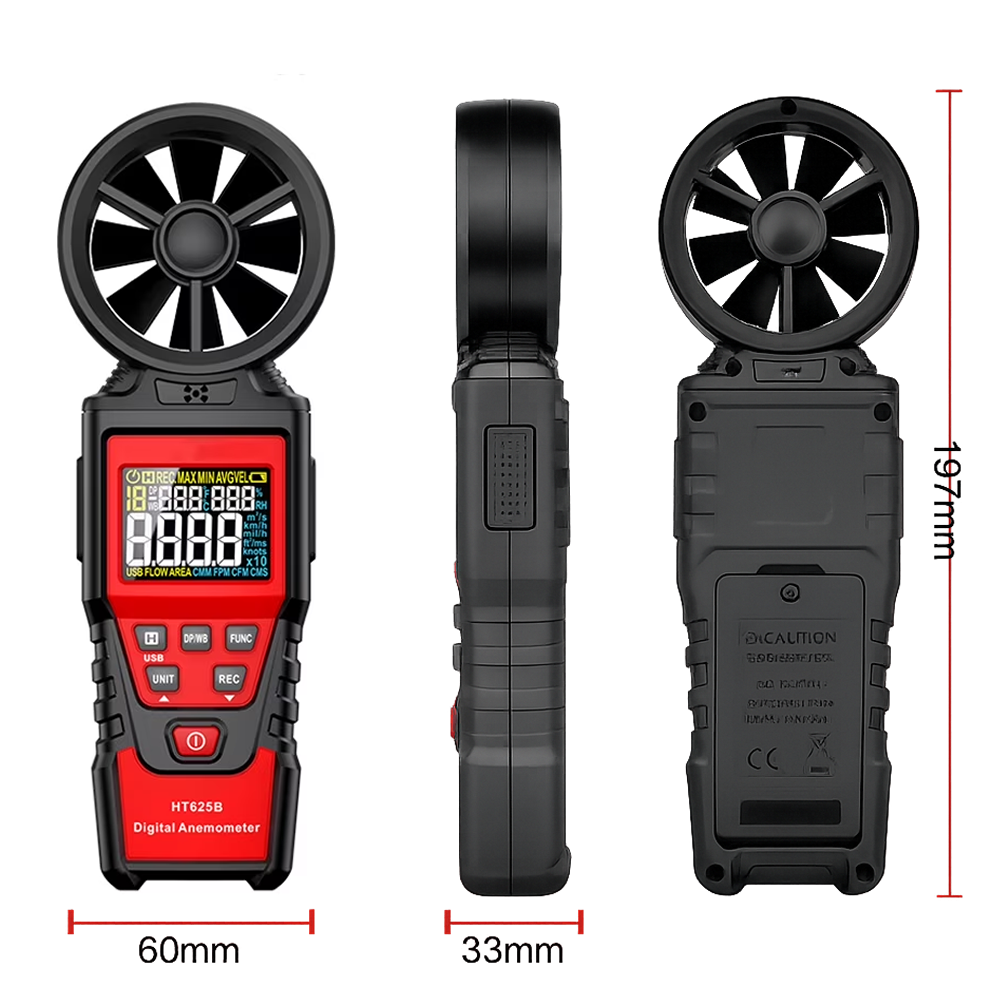 HT625B Anemometro Digital, Medidor de Velocidad del Viento HABOTEST USB 