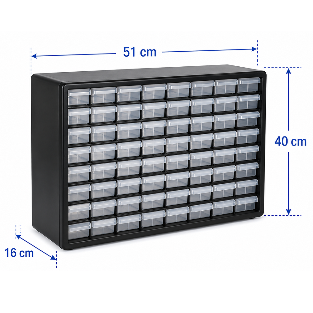  ORG-64 Organizador Gavetero de 8 Niveles con 64 Gavetas, TRUPER