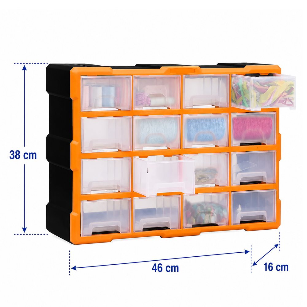 Organizador Termoplástico 16 Gavetas Grandes Horizontal