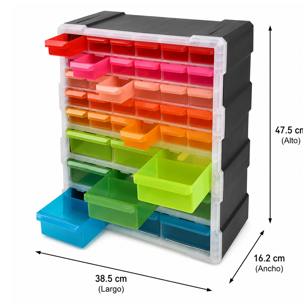 Organizador de 39 Gavetas Multicolor para Herramientas, BAUKER