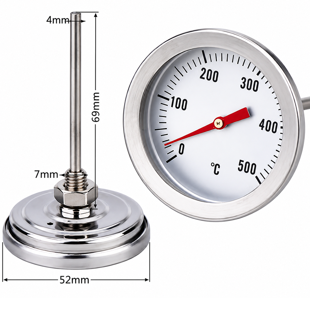 Termometro Análogo (de Aguja) para Montar en Panel de 0-500 °C
