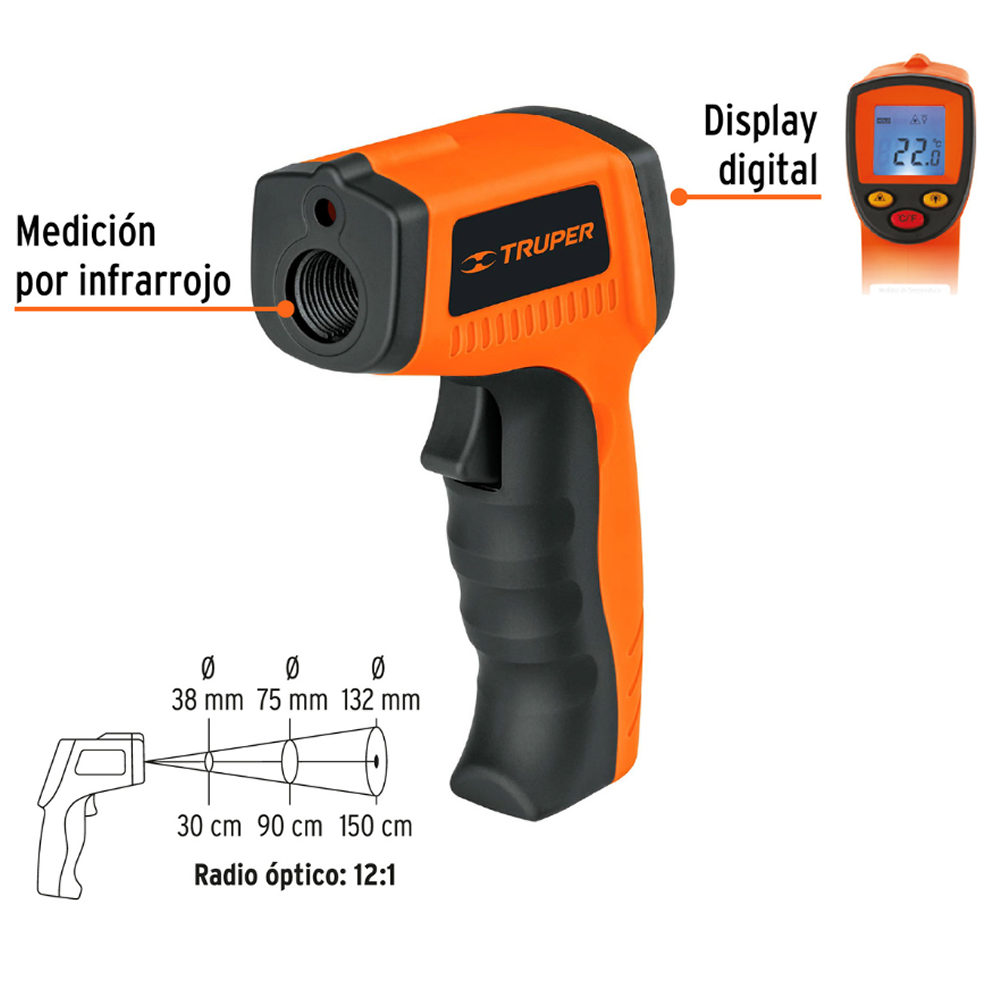 Medidor Infrarrojo de Temperatura de -50°C a 500°C, 18229 TRUPER