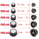 Perilla Plástica para Potenciómetros de Eje de 6.3mm. Dimensiones: 33x16mm