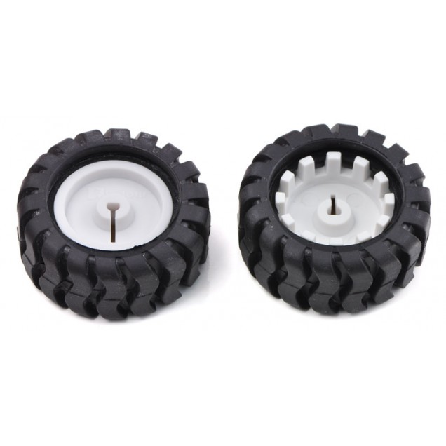Rueda de Jebe para Robótica (Blanco y Negro) DFROBOT