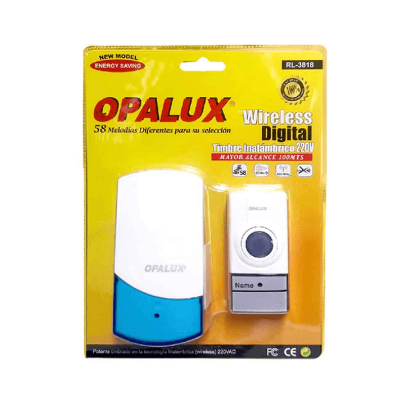 RL-3818 Timbre Inalámbrico 58 Melodías Alcance 100m Opalux 