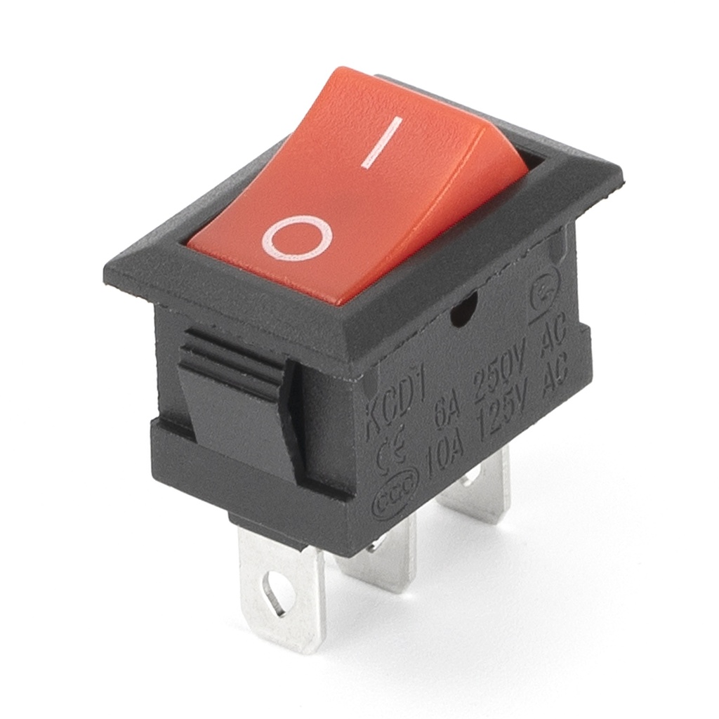 Switch con Neon  6A/ 250V 3 Pines Rojo/Negro        