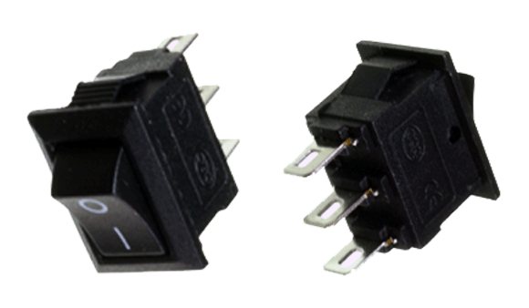 Switch Rocker SPDT de 3Amperios 250Voltios. Tamaño: 10x15mm. De 3Pines Color Negro    