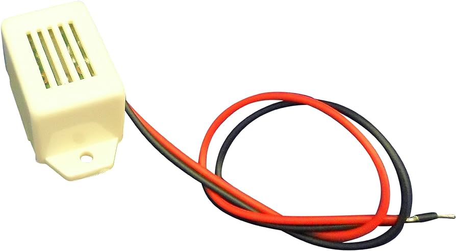 Buzzer de 12VDC Rectángulo Blanco de 18x24mm con Cable