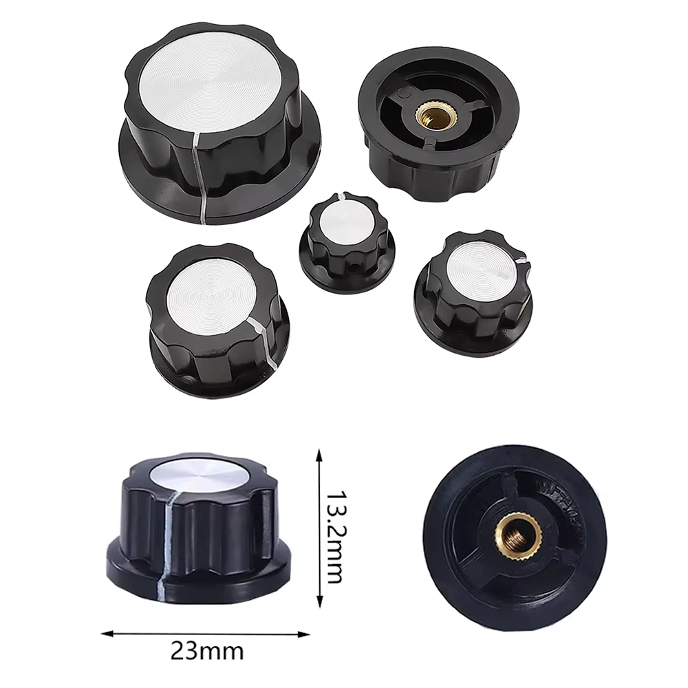 Perilla Plastica para Potenciometros de Eje de 6.3mm. Dimensiones: 23x13mm