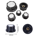 Perilla Plastica para Potenciometros de Eje de 6.3mm. Dimensiones: 23x13mm