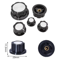 Perilla Plastica para Potenciometros de Eje de 6.3mm. Dimensiones: 20x11mm