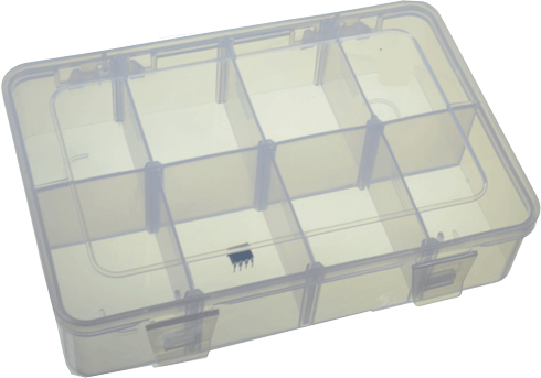Caja Plastica Transparente  18X12X4.2cms.  Compart. Int. Movible