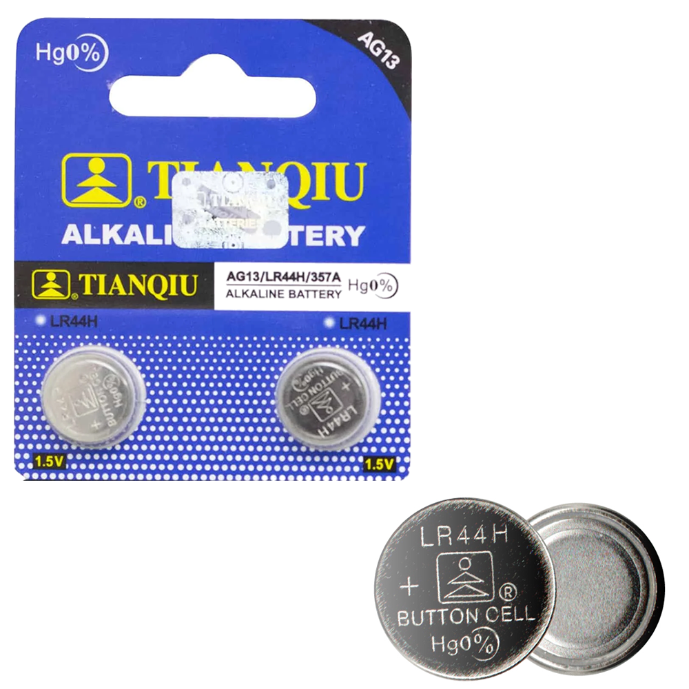 Pila Botón Alcalina 1.5V AG13 LR44H x 2 Pilas TIANQIU 