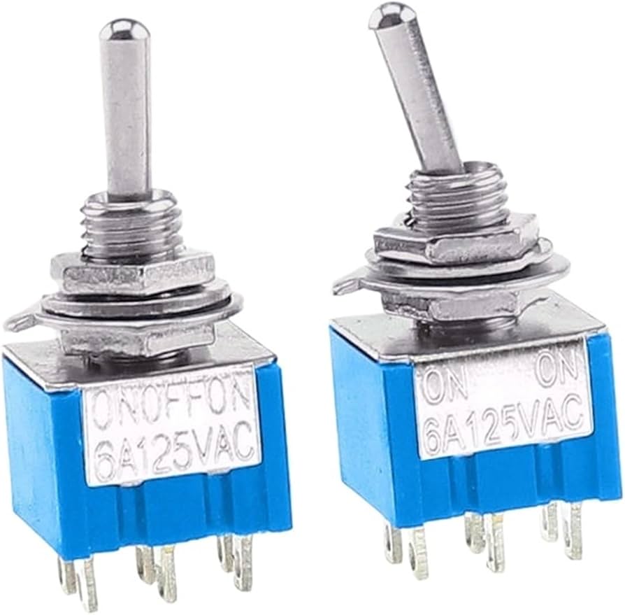 Interruptor Azul ON-OFF de 6mm 6 pines, Codillo de 2 Posiciones