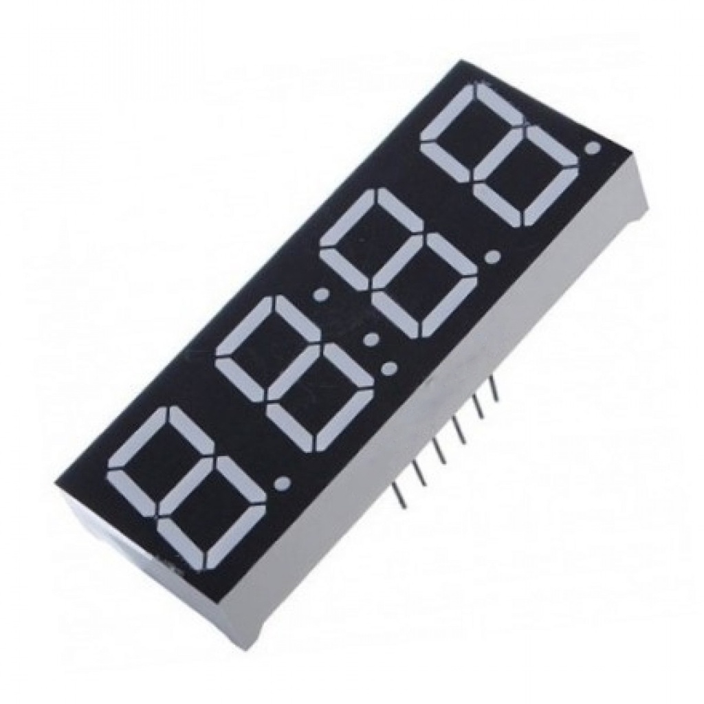 Display Multiplexado de 4 Dígitos Cátodo Común 19x50mm Rojo