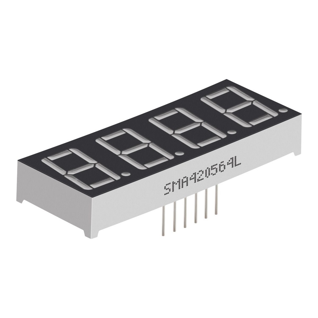 Display Multiplexado de 4 Dígitos Ánodo Común 19x50mm Rojo