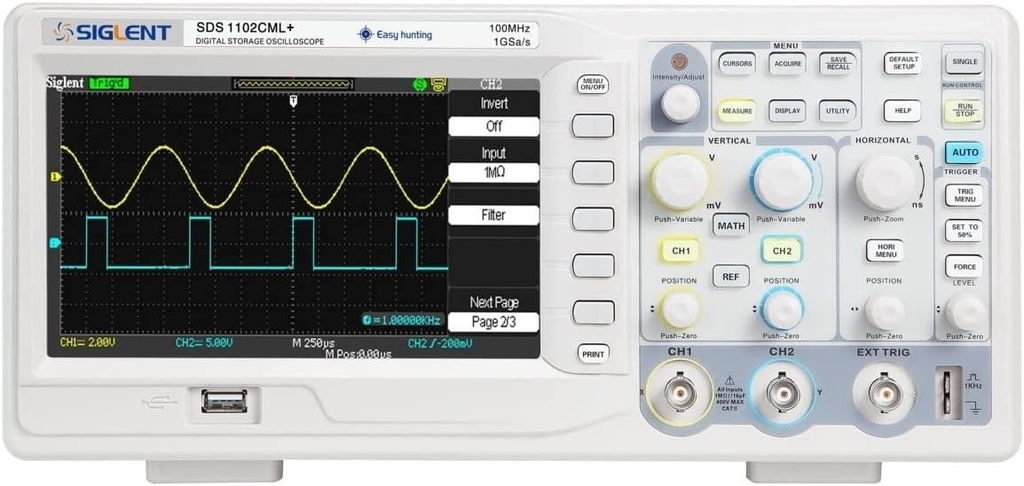 Osciloscopio Digital de 100MHz de 2 Canales Siglent 1 GSa / s