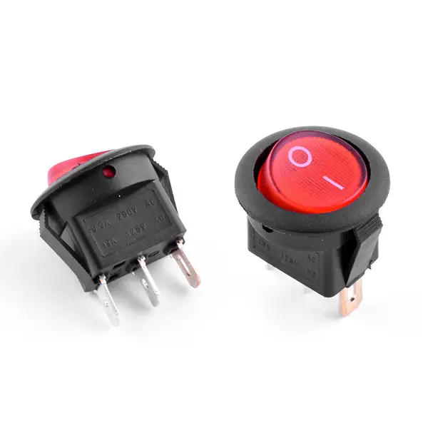 SWITCH LUMINOSO REDONDO ROJO 220V PUL