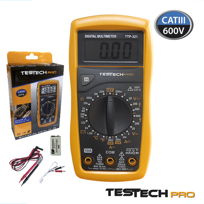 Multímetro Digital TESTECH PRO CAT III PUL