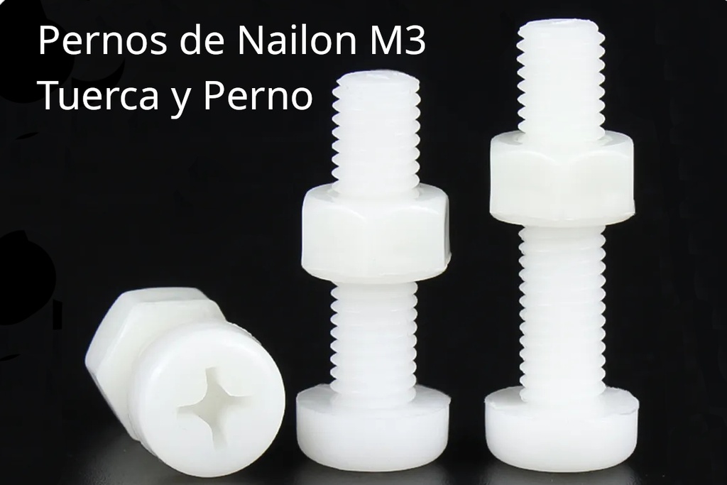 Perno de Nylon mas Tuerca M3 x 10 mm Cabeza Estrella