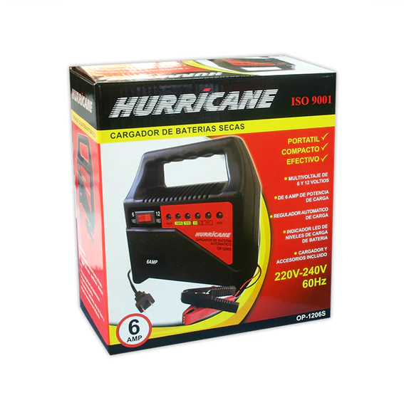 Cargador de Baterias Secas Automatico HURRICANE