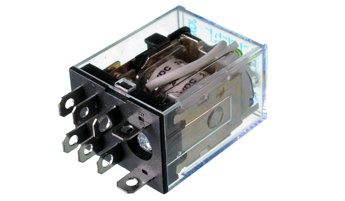 Relay Electromagnético 24VDC 10A 8 Pines Doble Contacto con Indicador LED