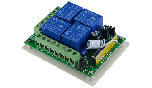 REM-4CH315 Modulo de 4 Reles, 4 Vías en Placa con Learning Code y Receptor 315MHz. Programable