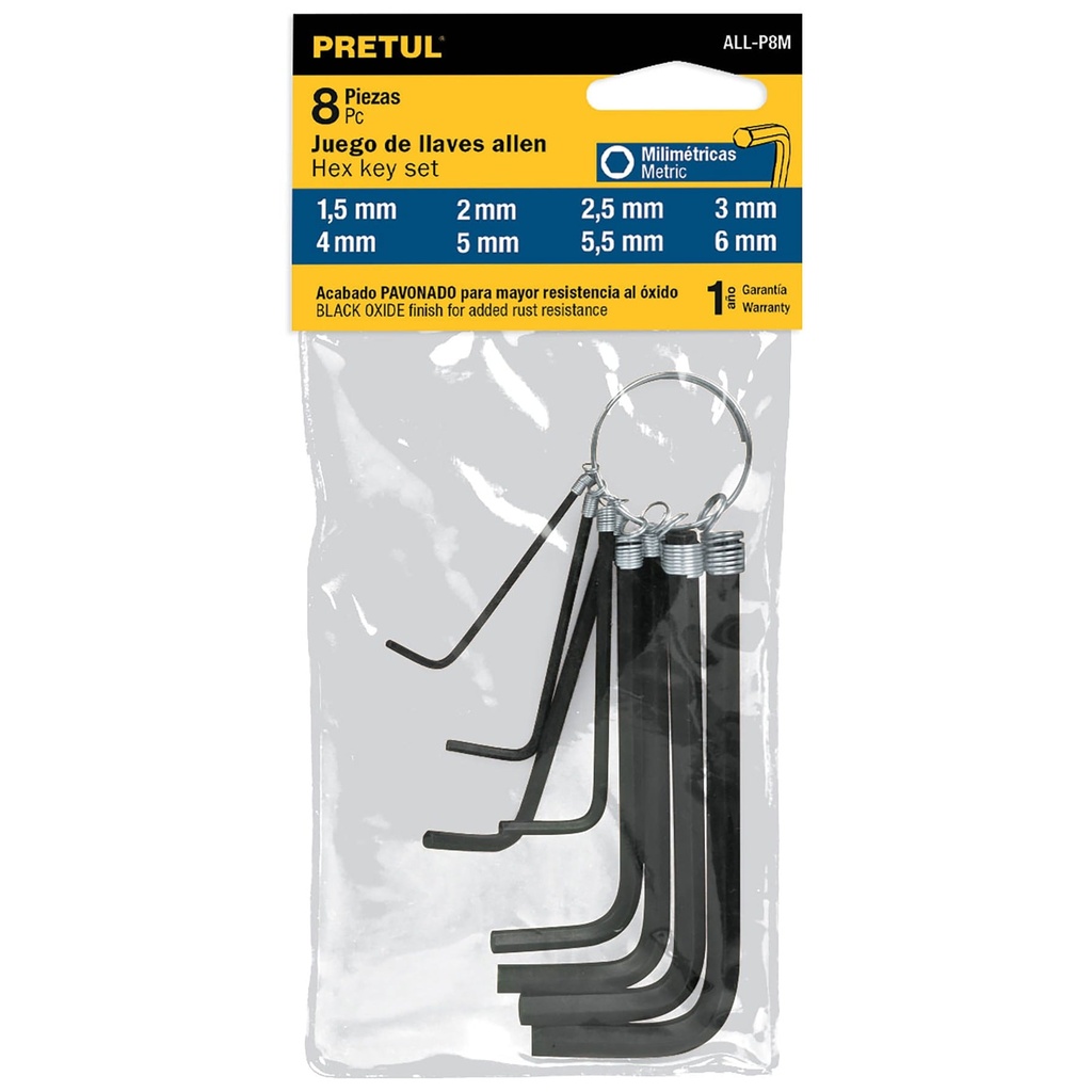 Juego de 8 Llaves Allen T/ Llavero 21851 Pretul