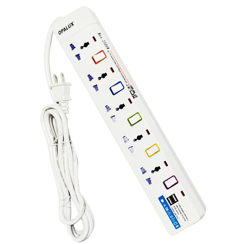 OP-105USB Supresor de Pico OPALUX 5 Salidas, con USB