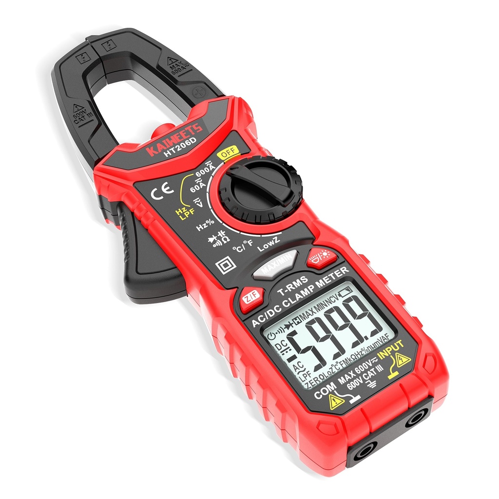 HABOTEST HT206D 600A AC/DC Pinza amperimétrica digital para medir voltaje AC/DC NCV Pinza multímetro de temperatura