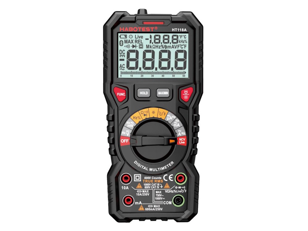 HABOTEST HT118A Multímetro digital Rango automático NCV Hz True RMS AC/DC 6000 recuentos