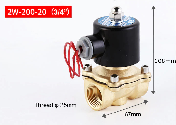 Valvula Solenoide Eléctrica Normalmente Cerrada de 2W AC220V de Laton para Agua / aceite 3/4"